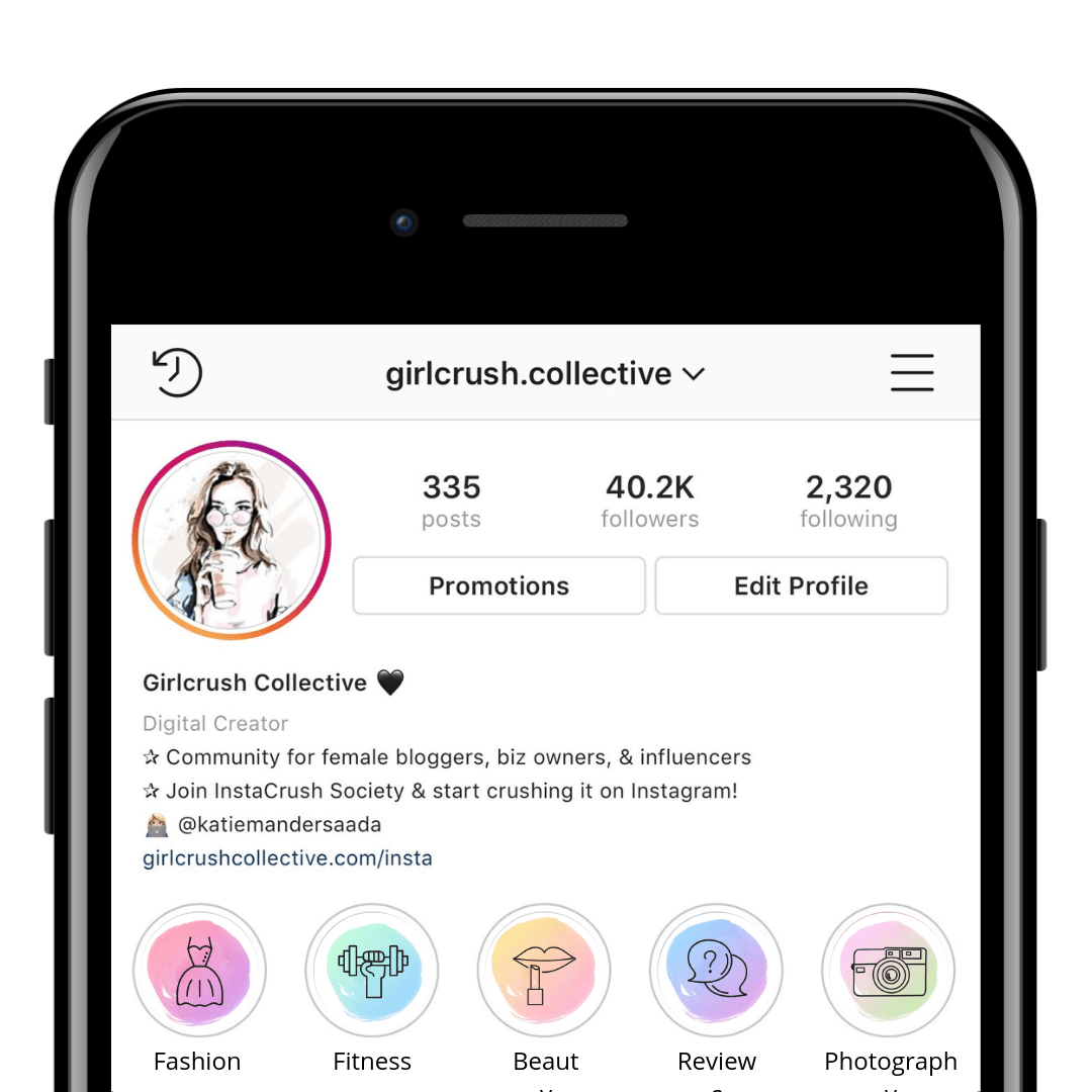 Use this mockup template for easily creating a real preview of a complete instagram profile with titles, description, url, 3 profile images and . Instagram Story Highlight Covers Gradient Icons Girlcrush Collective