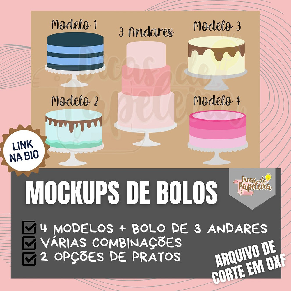 Lindos trabalhos de papelaria personalizados, como: Arquivo Mockups De Bolos A Venda